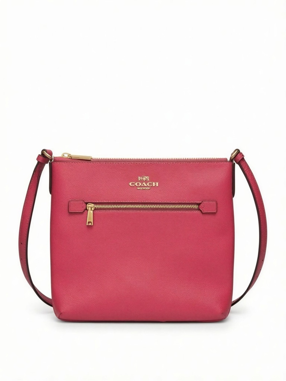 Coach Leather Rowan File Crossbody Bag with Gold Hardware in Strawberry Haze